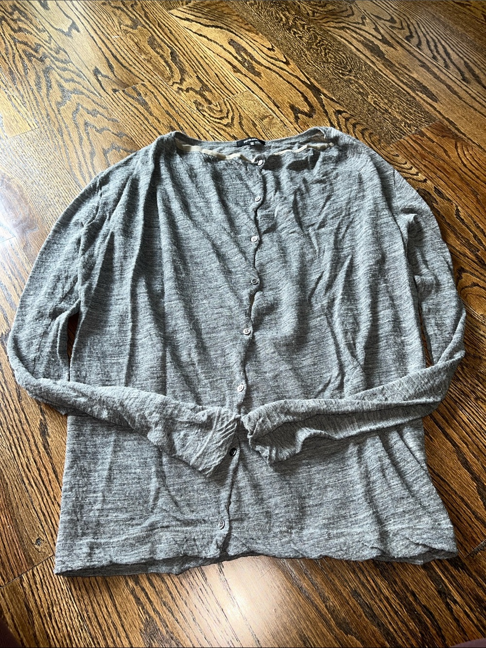 Pas De Calais Women's Lightweight Grey Button-Front Wool and Silk Cardigan